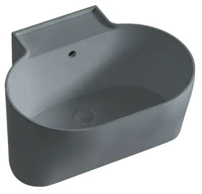 Lavabo da appoggio Tina COLAVENE ovale piletta non inclusa in ceramica L 60 x H 35 x P 50 cm grigio opaco piletta non inclusa
