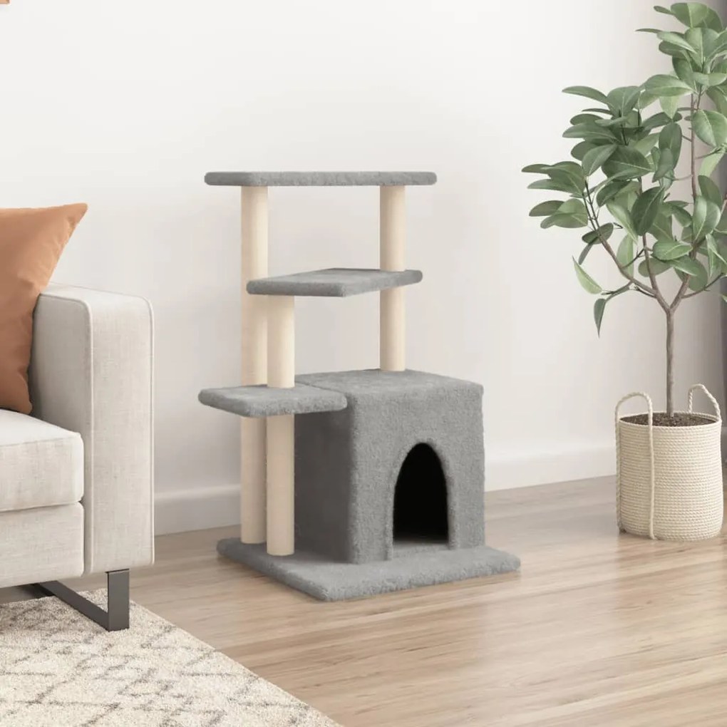 Albero per gatti con tiragraffi in sisal grigio chiaro 83,5 cm
