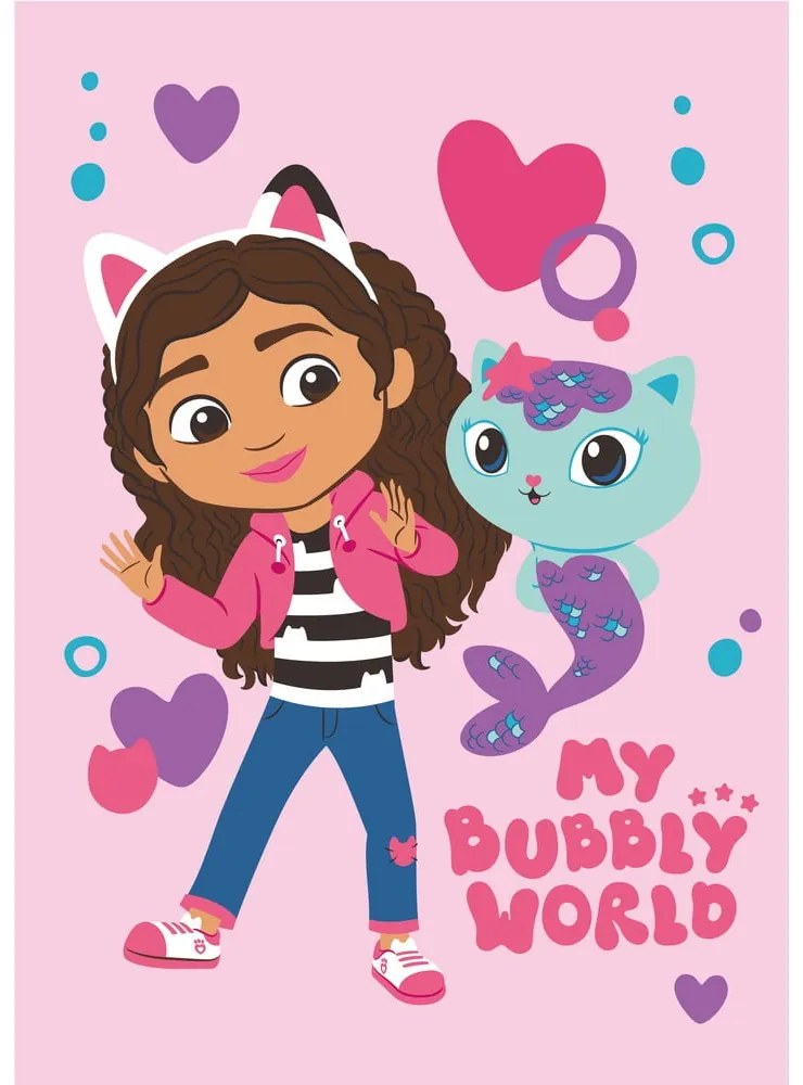 Coperta per bambini rosa in vello 100x150 cm Gabby's Dollhouse "Bubbly World" – Jerry Fabrics