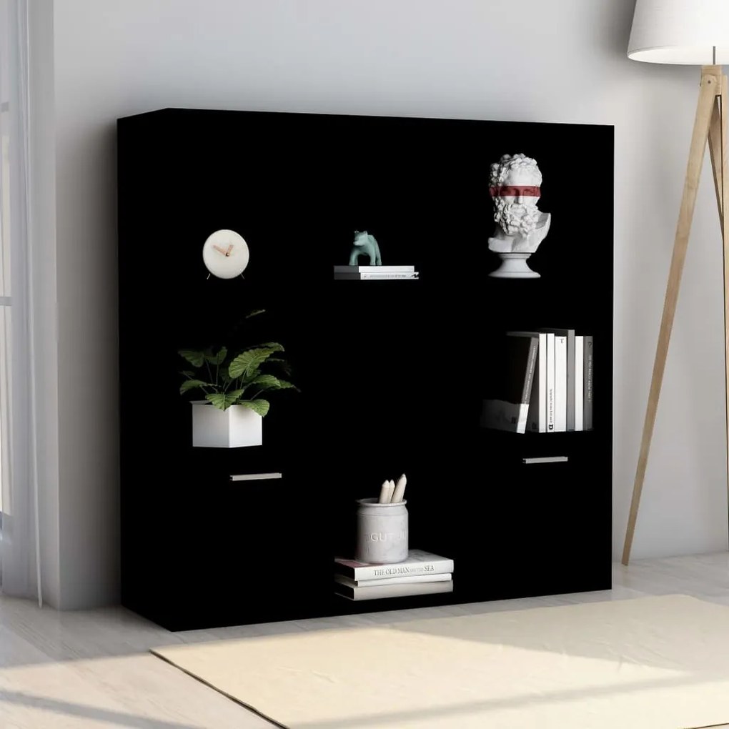 Libreria Nera 98x30x98 Cm İn Legno Multistrato /