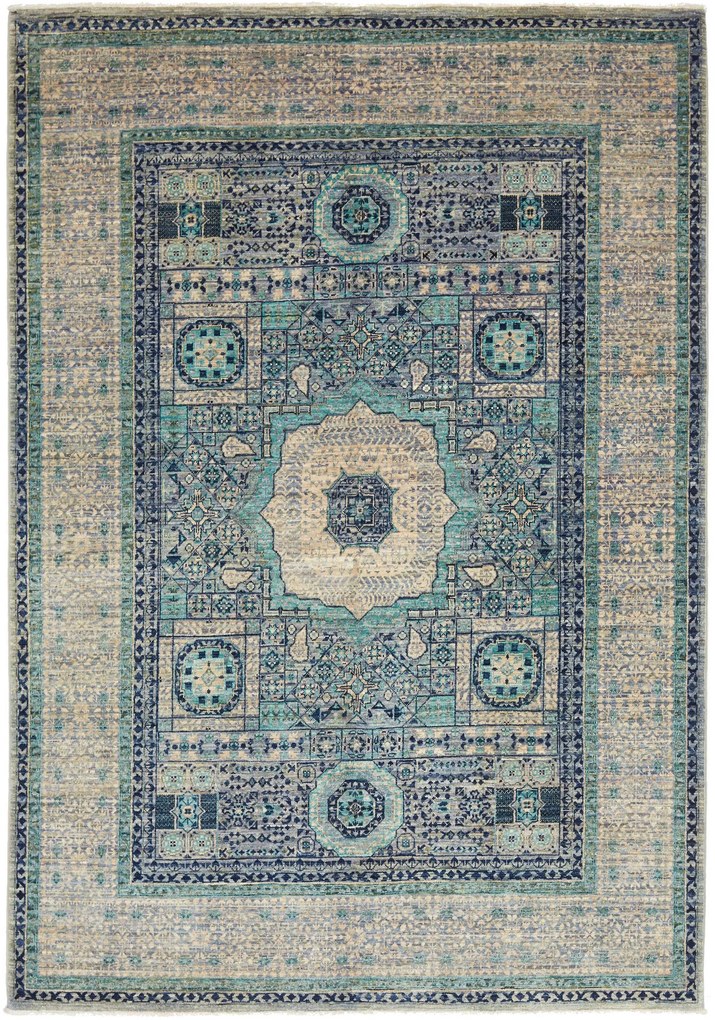 Mamluk Tappeto 150 x 210 Blu (Pakistan) Annodato A Mano