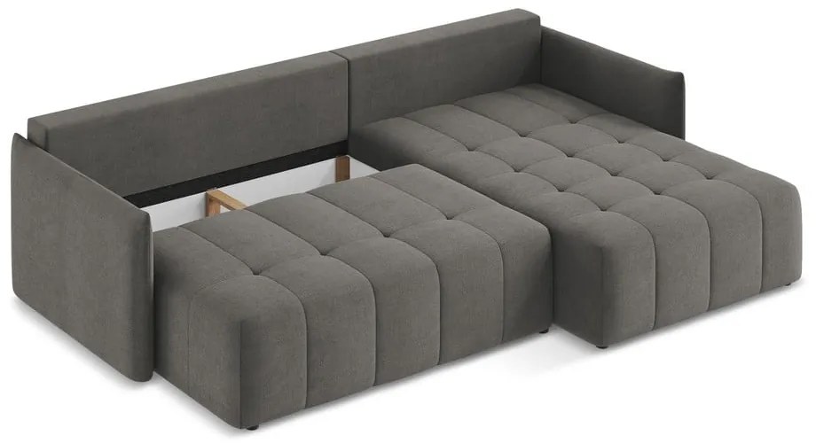 Divano angolare grigio scuro allungabile/con contenitore (con penisola a destra/con chaise lounge) Moku – Makamii