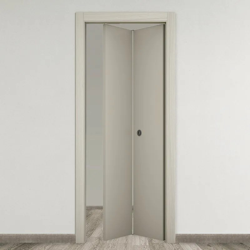 Porta tamburata pieghevole a libro simmetrica Dover grigio L 70 x H 210 cm sinistra