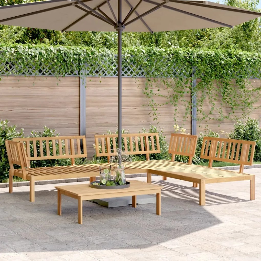 Set divano pallet da giardino 4 pz in legno massello di acacia