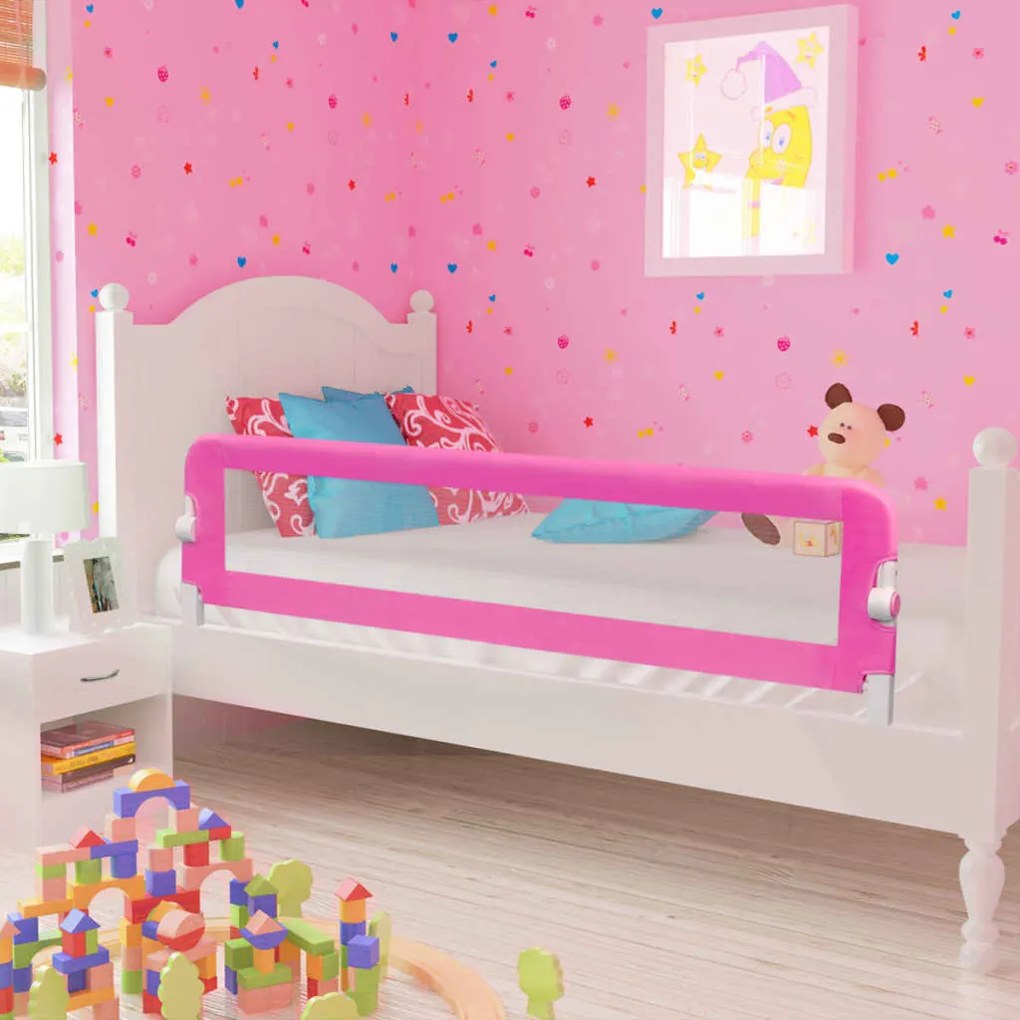 Barriera Di Sicurezza Per Letto Bambino 150 X 42 Cm Rosa /