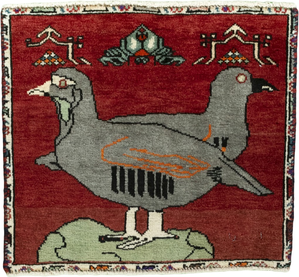 Gabbeh Tappeto 50x50 Rosso (Iran) Annodato A Mano