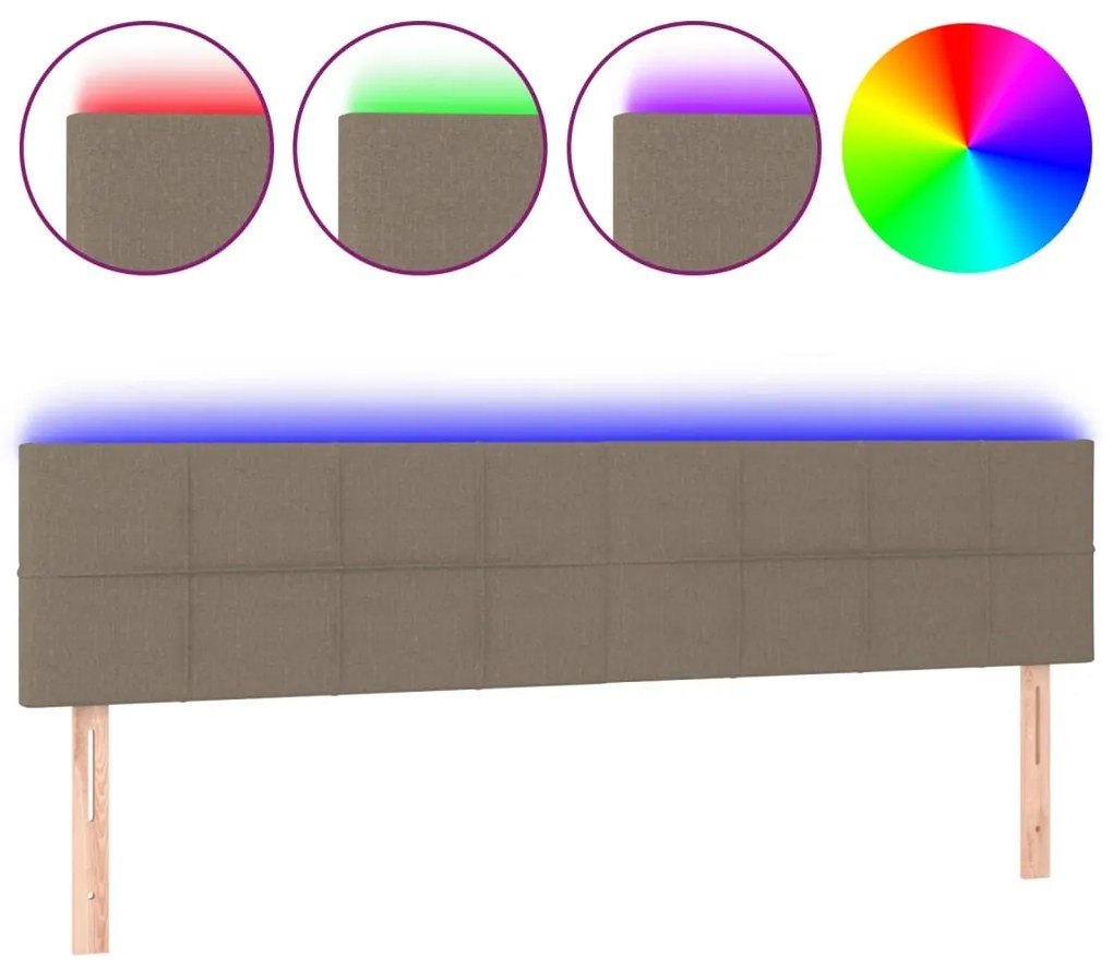 Testiera a led tortora 160x5x78/88 cm in tessuto