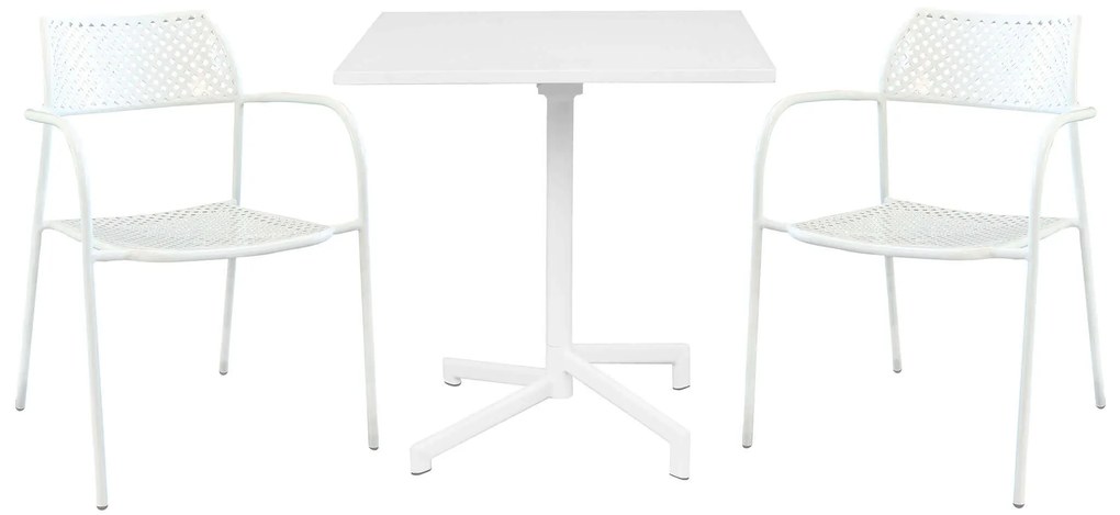 OPERA - set tavolo in alluminio cm 70 x 70 x 73 h con 2 poltrone Aviim