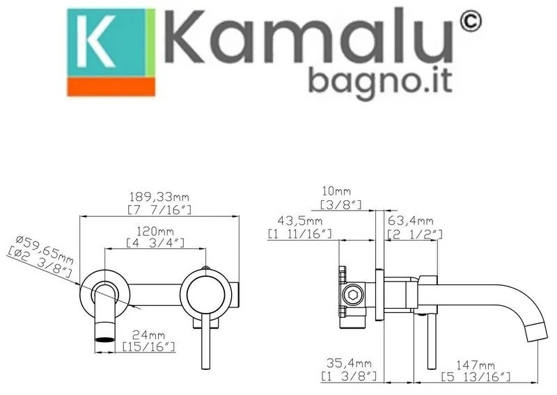 Kamalu - miscelatore lavabo da incasso nero opaco linea curva | kam-arte nero