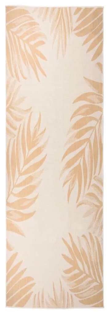 Tappeto Da Esterni A Tessitura Piatta 80x250 Cm Motivo A Foglie /