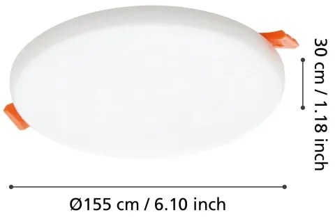 Eglo 900964 -Lampada LED da incasso per bagni RAPITA 11,5W/230V diametro 15,5cm IP65
