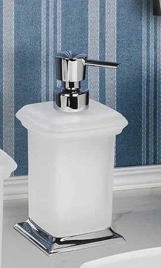 Colombo portofino b9326 dispenser portasapone liquido da appoggio in vetro acidato naturale cromo