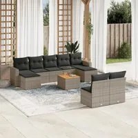 Set Divano da Giardino 10 pz con Cuscini Grigio in Polyrattancod mxl 111883