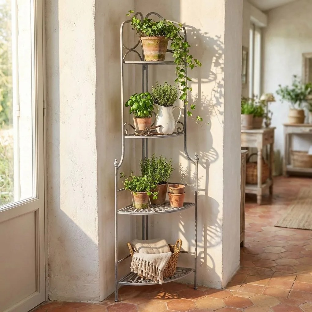 DOMINIQUE - scaffale 4 piani stile provenzale in ferro verniciato