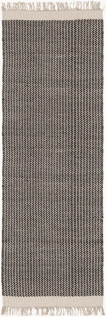 Passatoia in lana tessuta a mano con frange Kim