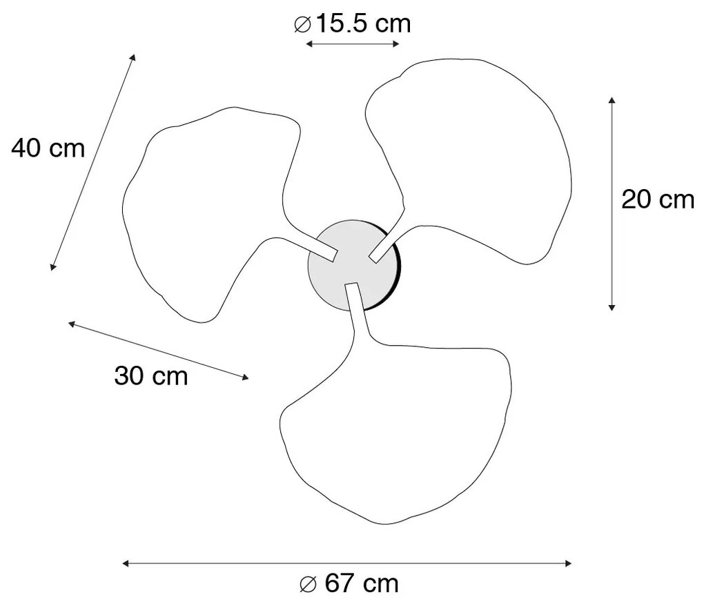 Plafoniera orientale in ottone con nero 3 luci - Louka