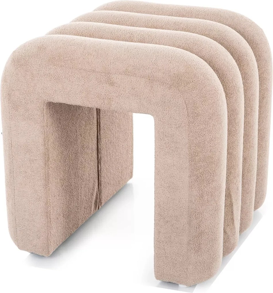 Pouf Tica in tessuto beige scuro – 38x40x40 cm