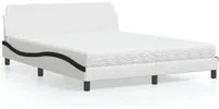 Letto con Materasso Bianco e Nero 160x200cm Similpelle 3208443