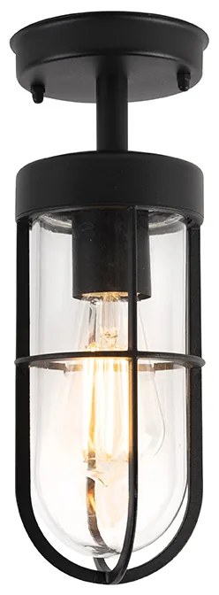 Lampada da soffitto per esterni in stile rustico nera con vetro IP44 - Elza