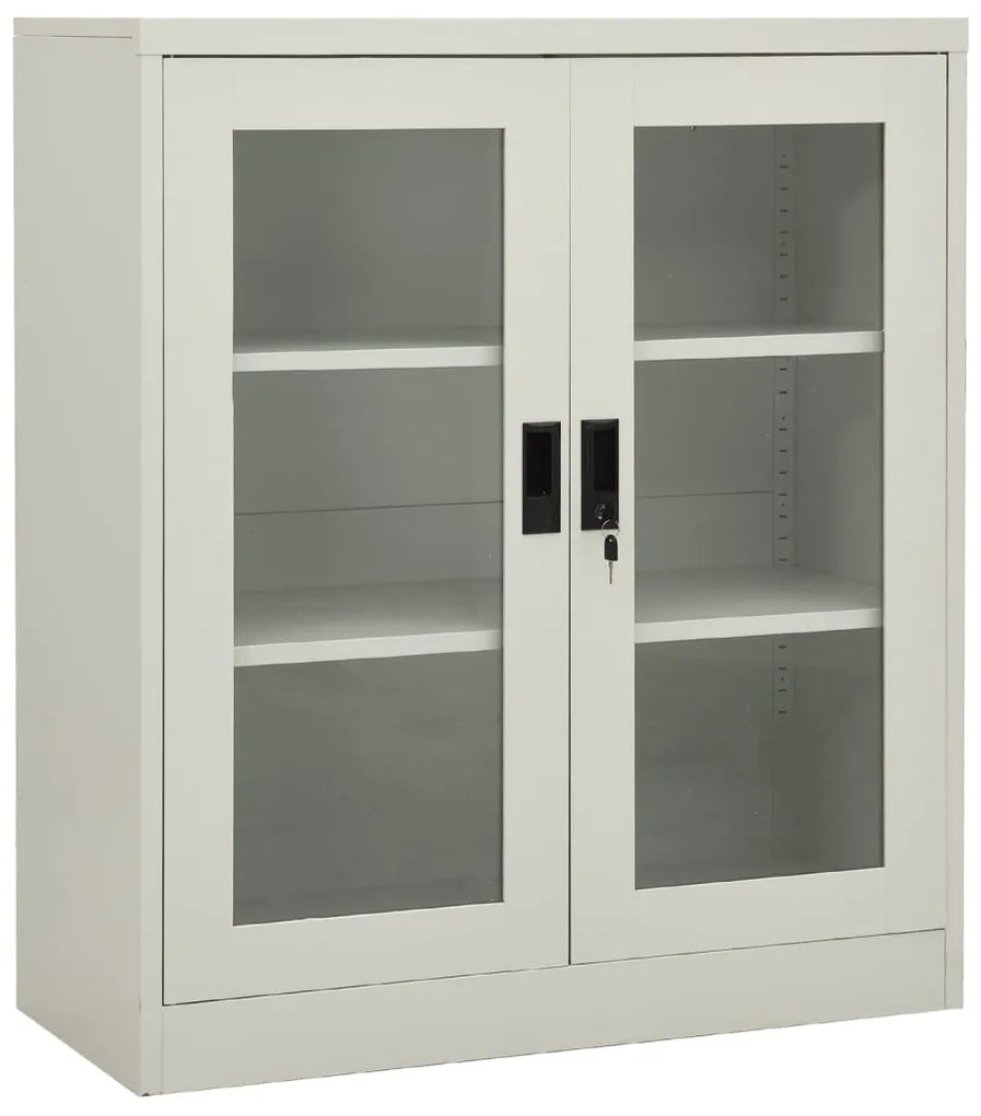 Armadio Per Ufficio Grigio Chiaro 90x40x105 Cm İn Acciaio /