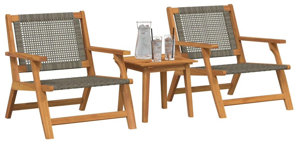 Set da giardino : 3 pezzi in legno massello di acacia, grigio