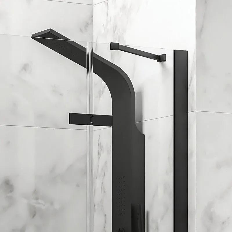Kamalu - porta doccia 150cm battente e 2 fissi colore nero | kt6000n