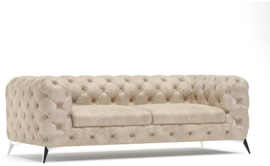 Divano beige con rivestimento in velluto 225 cm Chelsea – Ropez