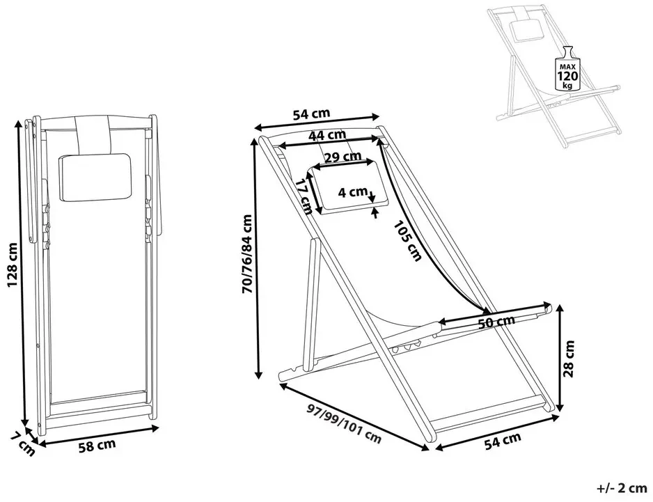 Set di 2 sedie a sdraio in legno acacia scuro foglie tropicali blu ANZIO