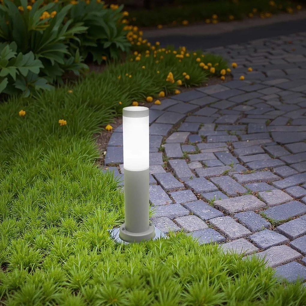 Paletto da Giardino 40cm acciaio inox GRIGIO IK06 IP54 base E27 Colore Grigio