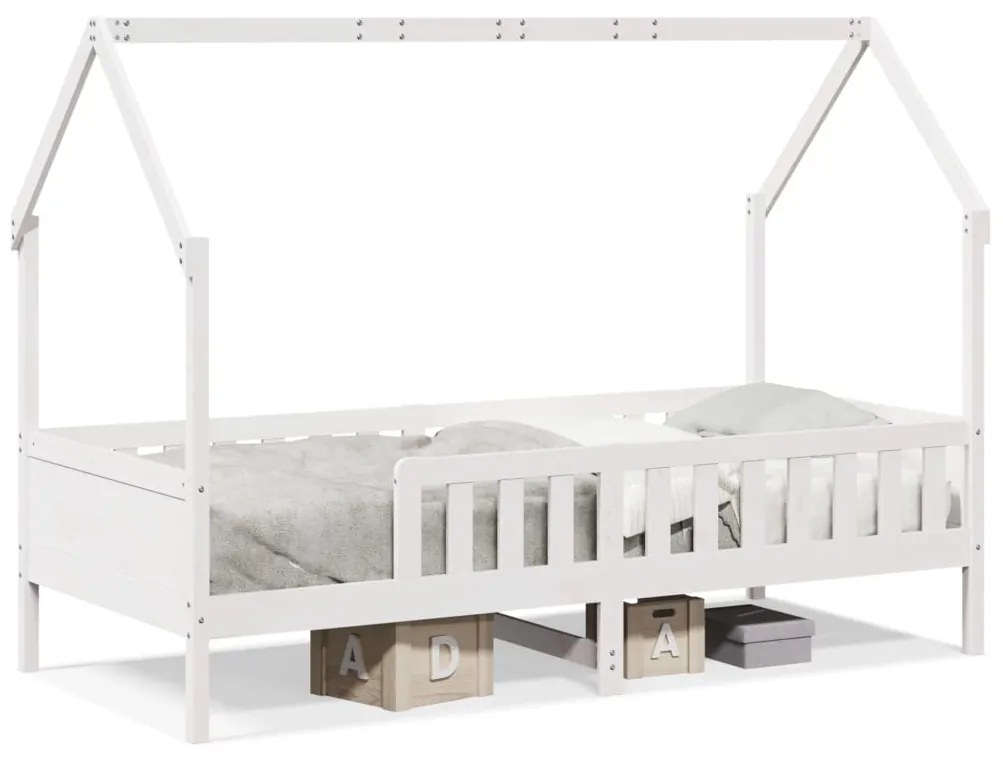 Giroletto Casetta Bambini Bianco 80x200 Cm Legno Massello Pino /