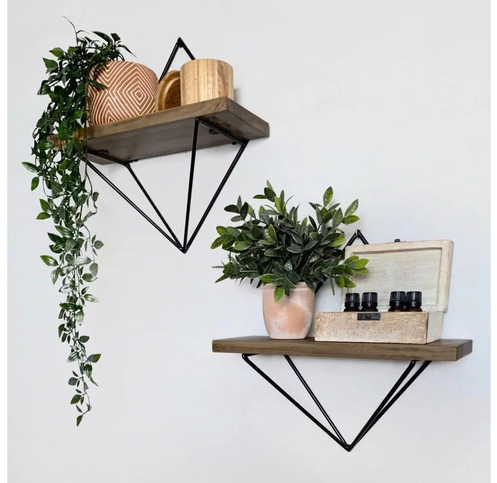 SET 2x Mensola da parete abete marrone