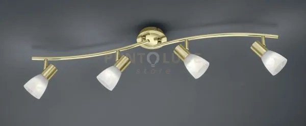 Levisto barra led 4 spots orientabile ottone + vetro l.88cm 4 luci ...