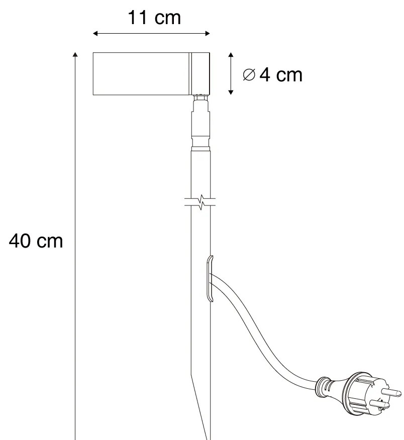 Faretto a picchetto nero 40cm incl. LED regolabile IP65 incl. cavo e spina - Carl