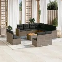 Set Divani da Giardino 12 pz con Cuscini Grigio in Polyrattancod mxl 114127