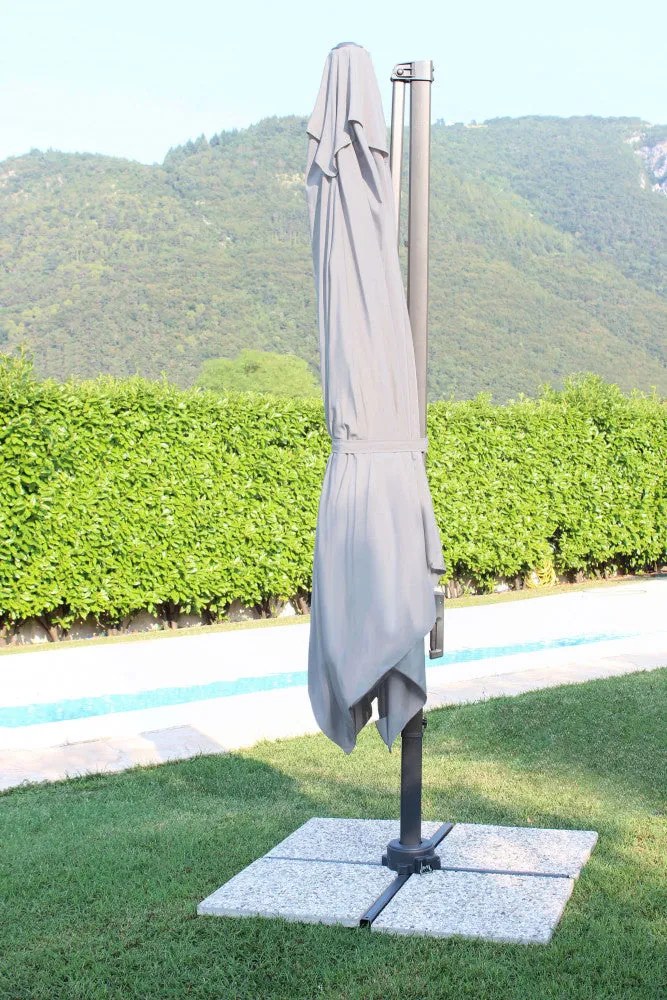Ombrellone da Giardino Newton Decentrato 3x3 m in Alluminio Nero Telo Grigio...