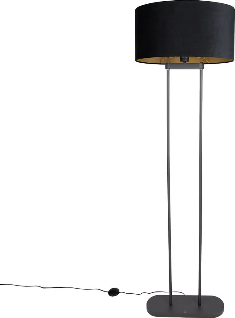 Lampada da terra nera con paralume ovale nero 50cm - Thijmen