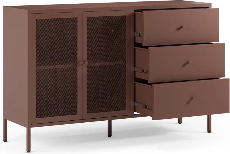 Cassettiera burgundy in metallo 140x90x40 cm Fayna – Marckeric