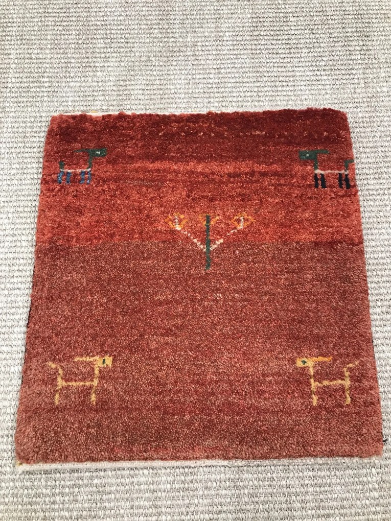 Gabbeh Tappeto 40x40 Rosso (Iran) Annodato A Mano
