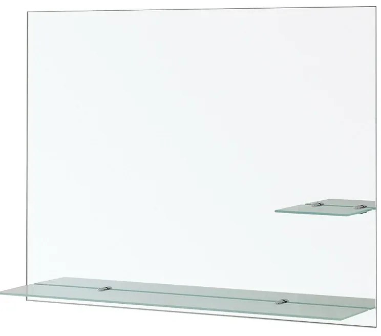 Specchio bagno 80x60 cm a filo lucido con mensole in vetro satinato