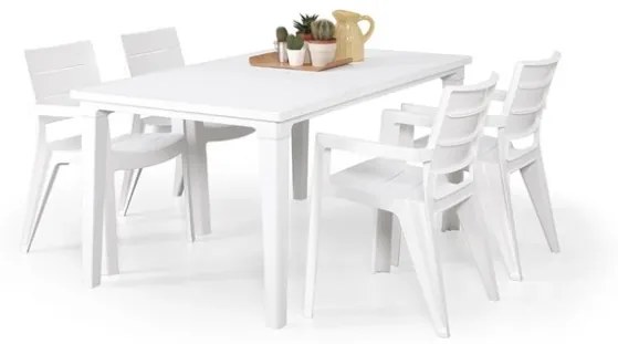 Tavolo Da Giardino In Resina E Struttura Metallo 165x94 Futura Bianco Keter