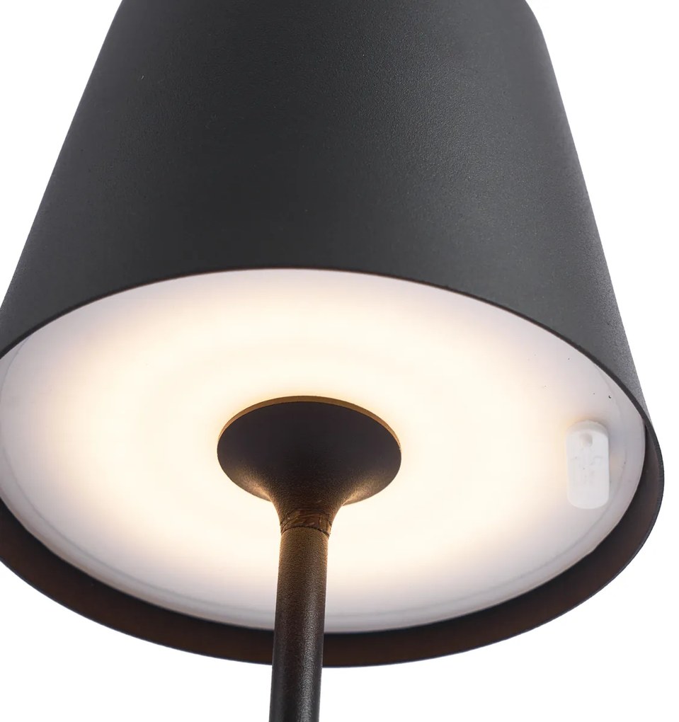 Lampada da tavolo moderna nera 37 cm con LED dimmerabile IP54 ricaricabile - Topi