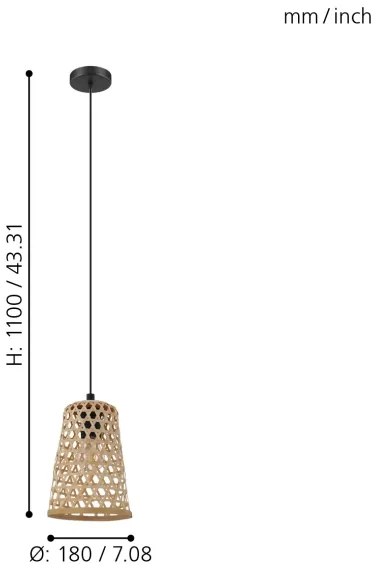 Eglo 43252 - Lampadario a sospensione con filo CLAVERDON 1xE27/40W/230V diametro 180mm