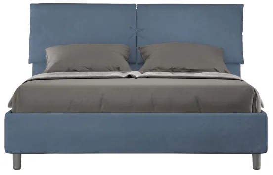 Letto matrimoniale e rete 160x200 in microfibra blu Mados