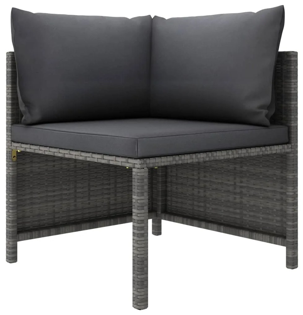 Set Divani da Giardino 11 pz con Cuscini in Polyrattan Grigio