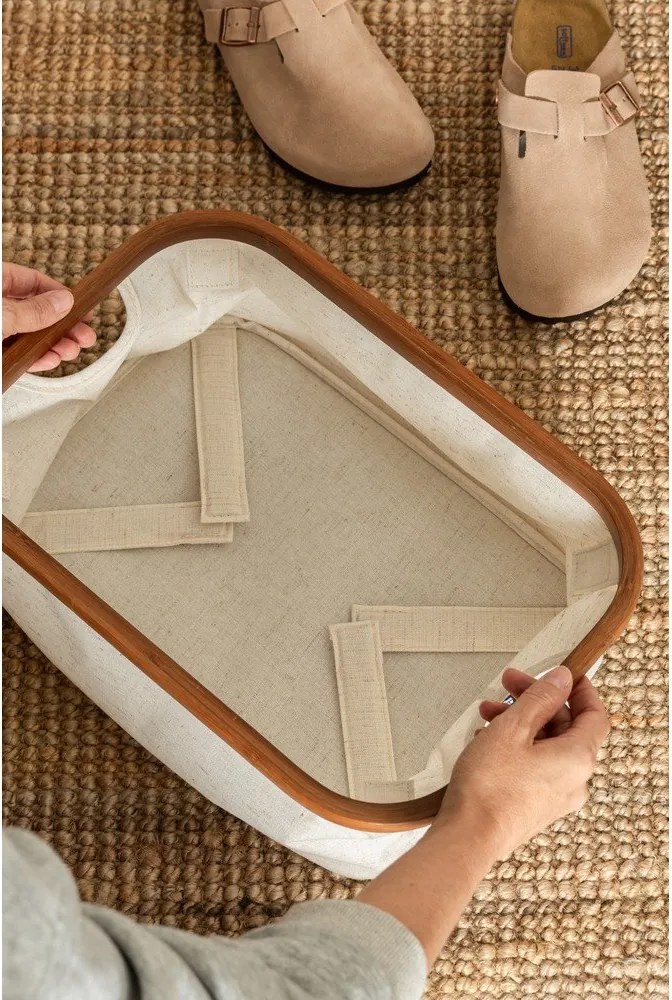 Scatola color crema in tessuto 38x26x16 cm Bamboo/Linen – Bigso
