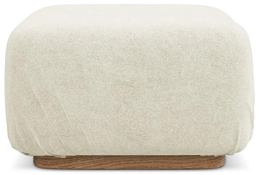 Poggiapiedi componibile color crema con rivestimento in bouclé Ailani – Makamii