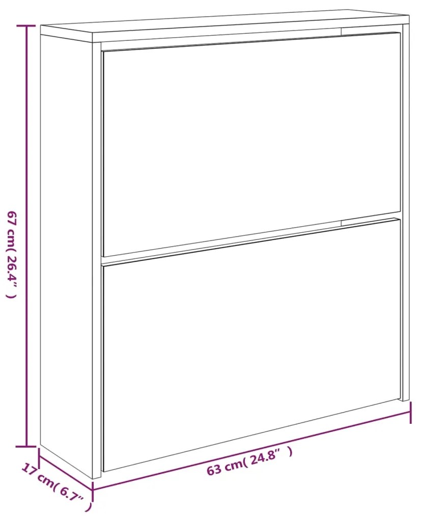 Scarpiera con Specchio a 2 Livelli Nera 63x17x67 cm