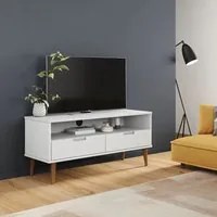 Mobile TV MOLDE Bianca 106x40x49 cm in Legno Massello di Pino