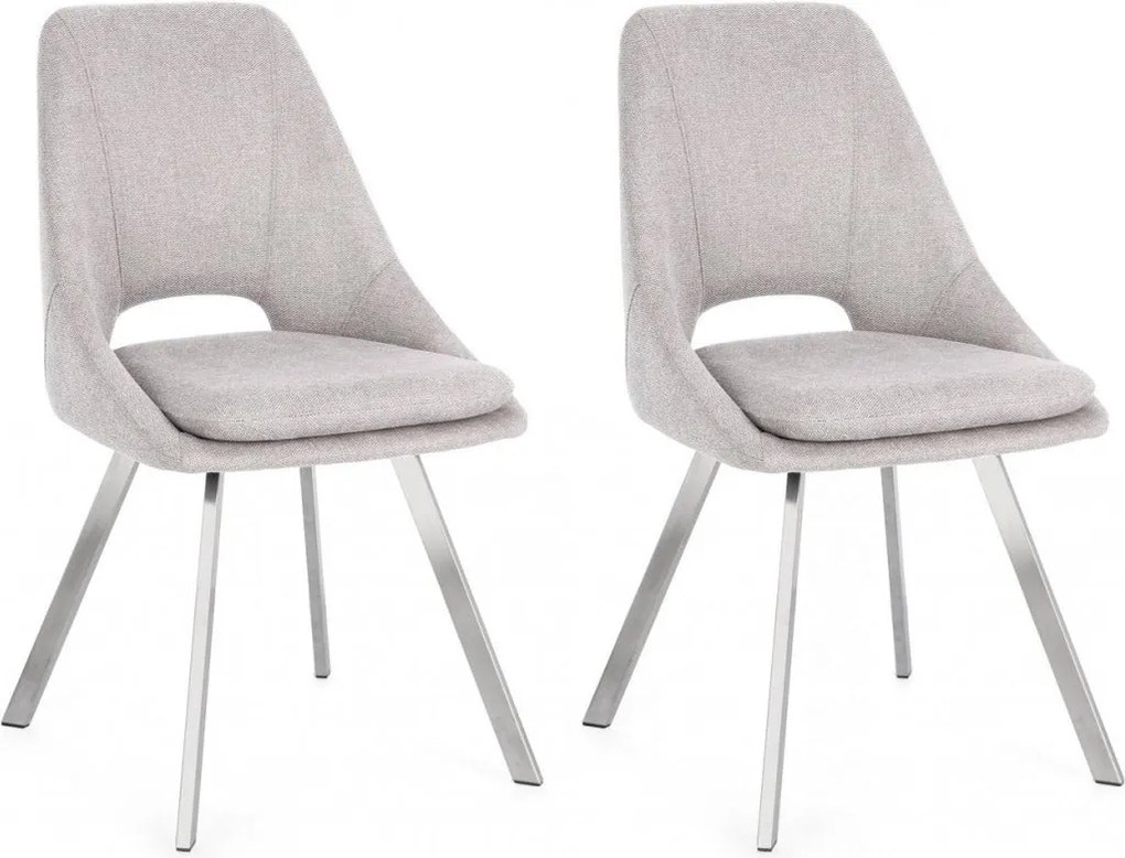 Set 2 Sedie 45x49,5x85 cm Kashar in Tessuto Grigio Chiaro...