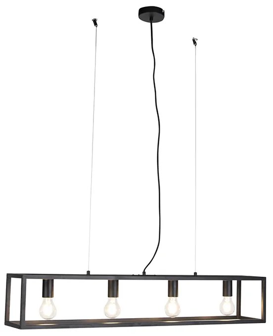 Lampada a sospensione industriale intelligente nera incl. 4 WiFi A60 - Cage